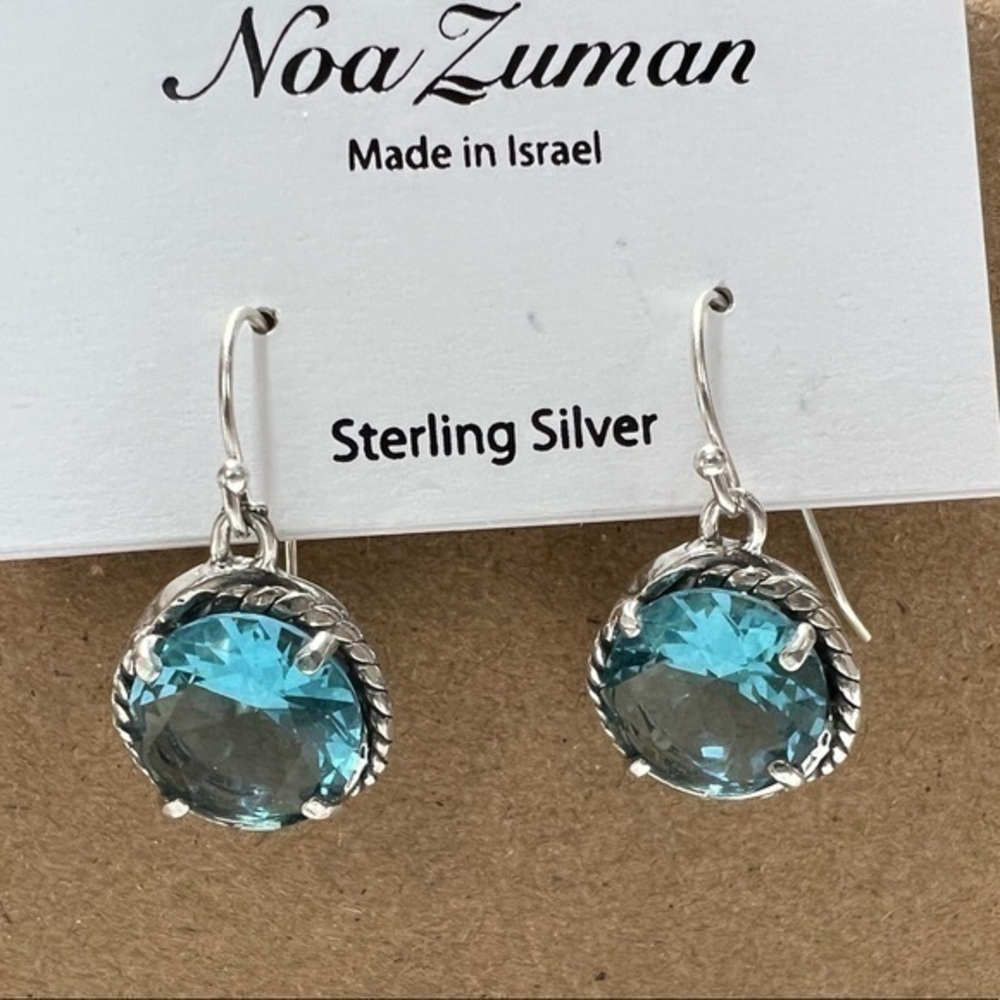 Noa Zuman Sterling Silver Blue Glass Earrings